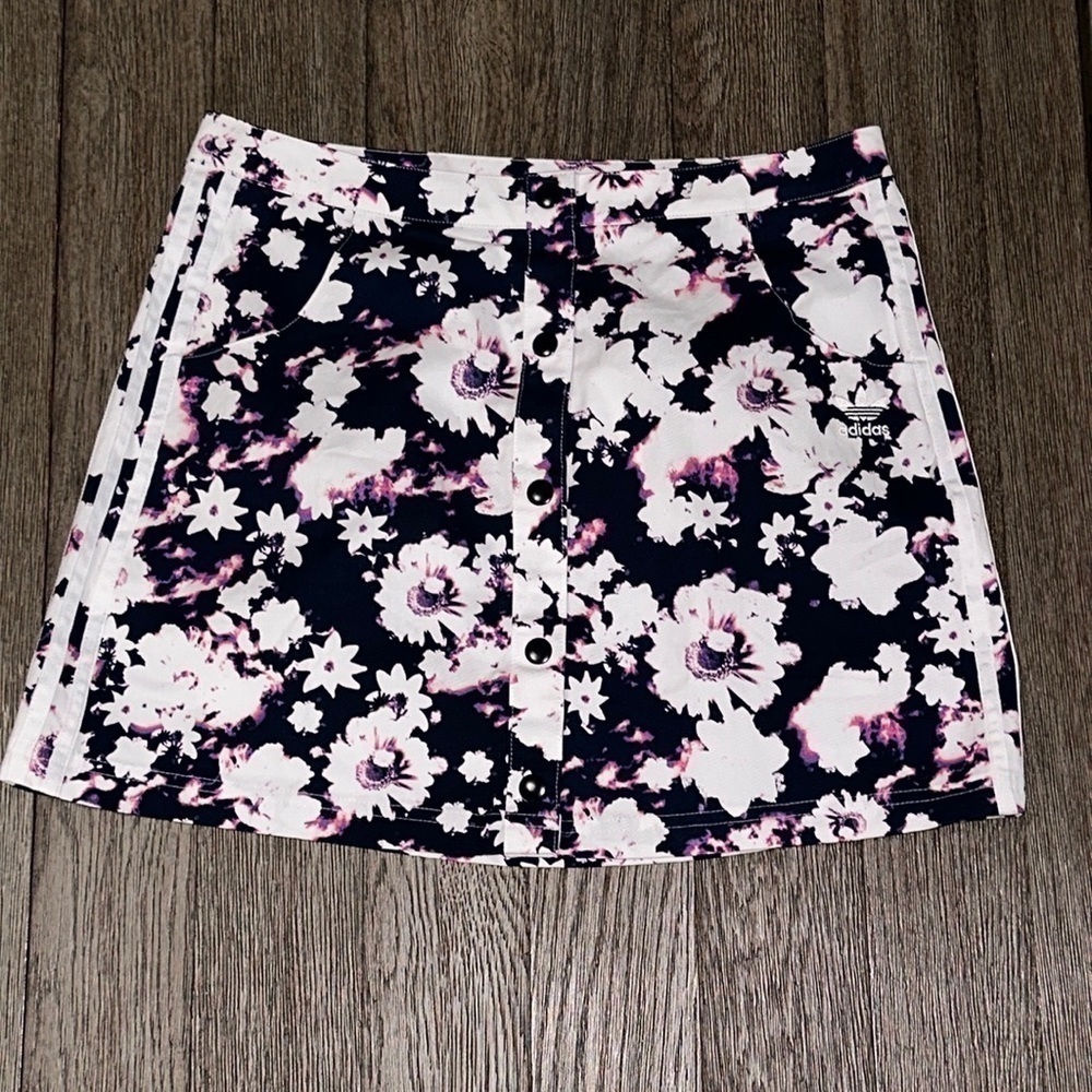 Adidas Button Front Floral Mini Skirt
